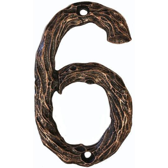 LHN6-AC Log House Number 6, Antique Copper, 1 piece